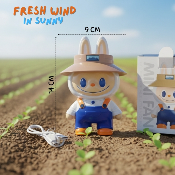 Labubu Kipas Mini Portable dengan Tali Gantung USB Rechargeable