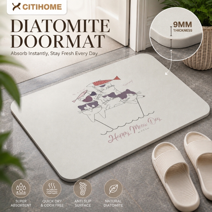 Keset Diatomite Bath Mat Eco Friendly Cepat Kering Anti Bakteri dan Anti Slip