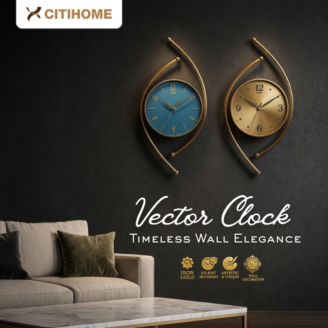 Jam Dinding Modern Iron Gold Desain Artistik & Silent Movement untuk Dekorasi Interior