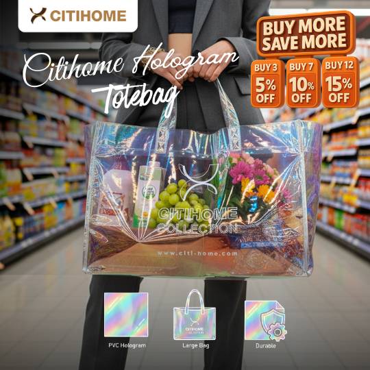 Tas Belanja Hologram Transparan Citihome Elegan dengan Pegangan Kuat untuk Gaya Trendy dan Stylish
