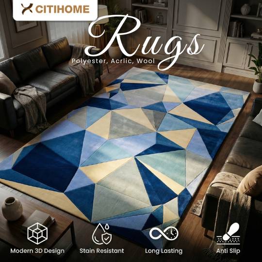 Karpet Lantai Acrylic, Polyester, Wool Premium 200x300 cm Anti Slip Motif Mewah