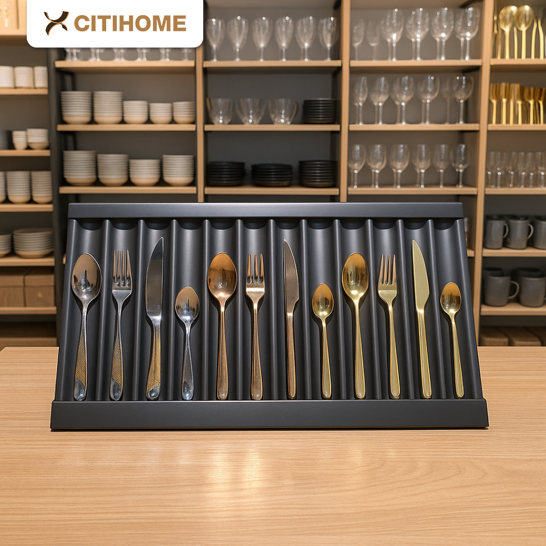 Rak Pajangan Cutlery Aluminium Elegan