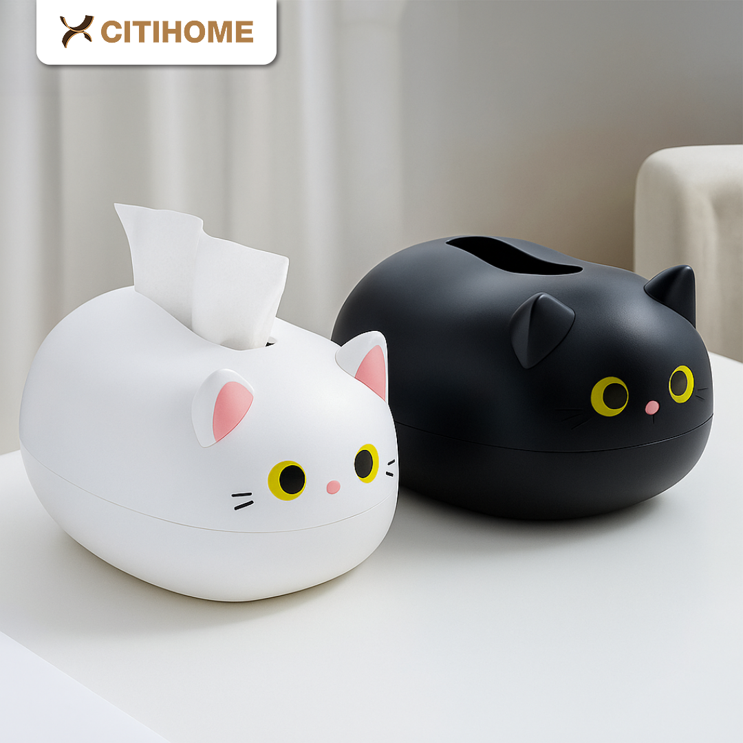 Kotak Tisu Kitty Lucu Serbaguna Anti Slip dengan Penyimpanan Tusuk Gigi
