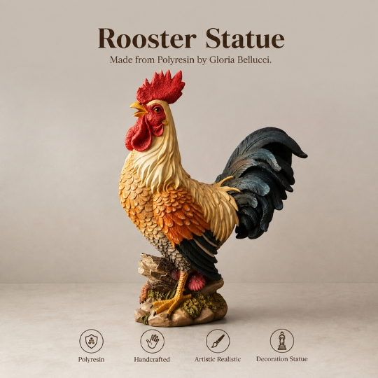 Patung Ayam Jantan 33cm Dekorasi Rumah Feng Shui Pembawa Keberuntungan