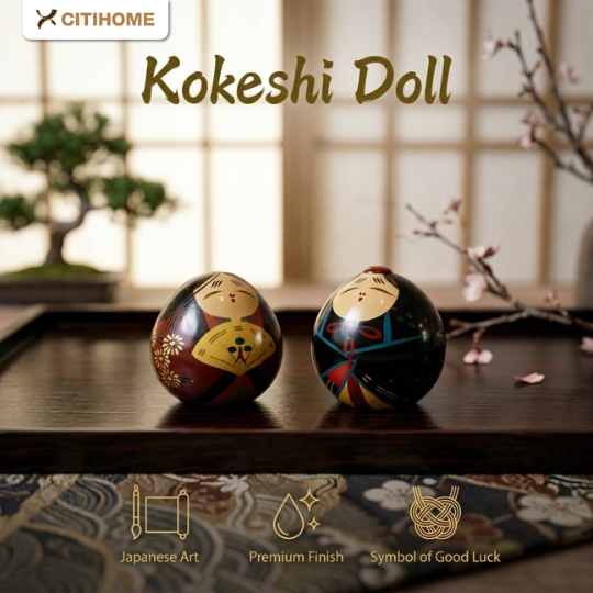 Kokeshi Doll Jepang Mini Resin 6cm Hiasan Meja Dekorasi Rumah Pembawa Hoki