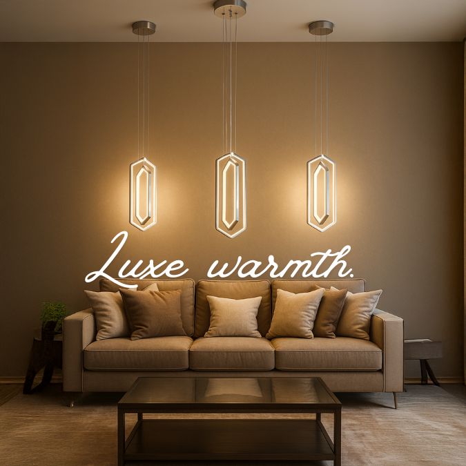 Lampu Gantung LED Double Hexagonal Emas