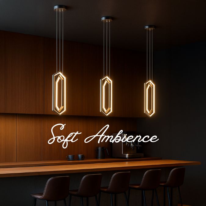 Lampu Gantung LED Double Hexagonal Emas