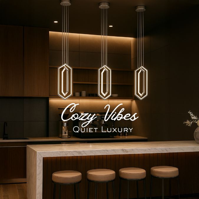Lampu Gantung LED Double Hexagonal Emas