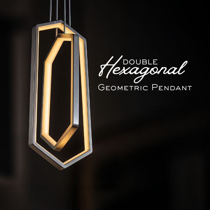 Lampu Gantung LED Double Hexagonal Emas