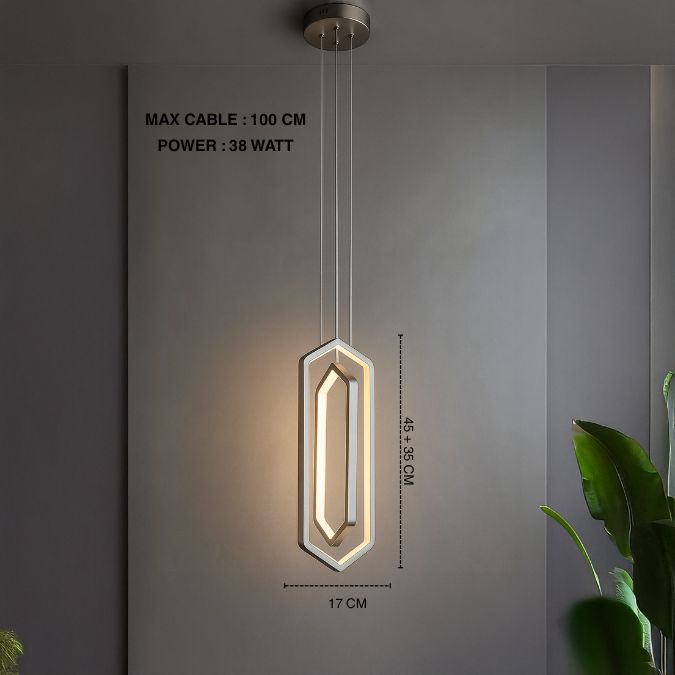 Lampu Gantung LED Double Hexagonal Emas