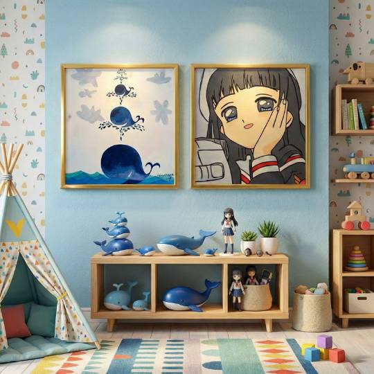 Lukisan Acrylic Karakter Lucu Ukuran 55x55 cm
