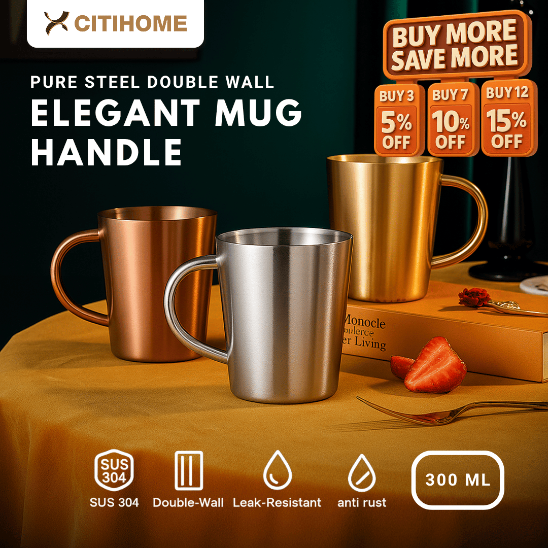 Mug Stainless Steel 304 Double Wall 300ml Tahan Panas dan Dingin