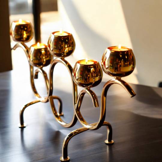 Tempat Lilin Dekoratif Stainless Steel Desain Modern Elegan 5 Cabang
