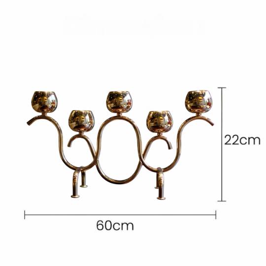 Tempat Lilin Dekoratif Stainless Steel Desain Modern Elegan 5 Cabang