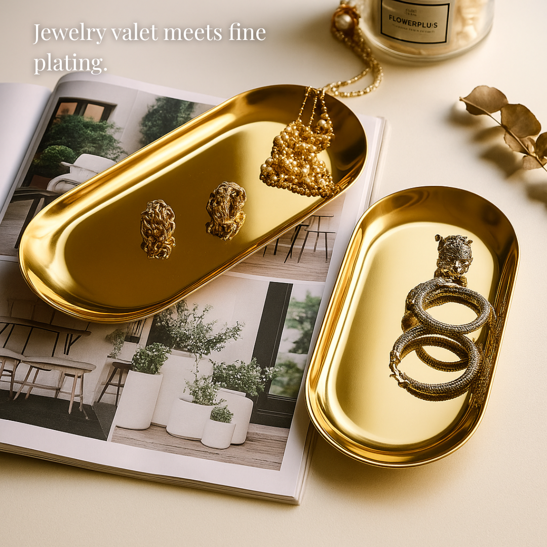 Nampan Oval Stainless Steel Gold