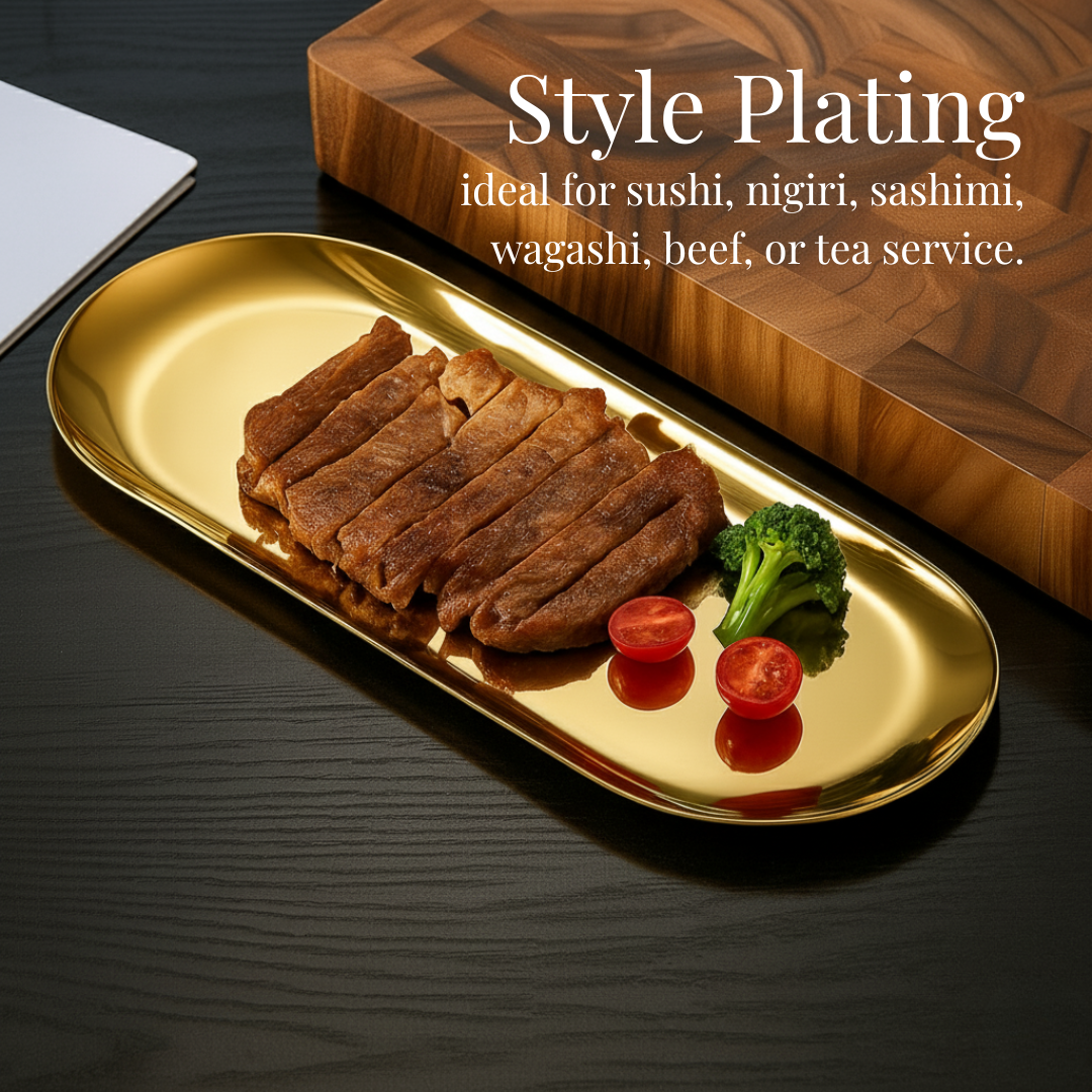 Nampan Oval Stainless Steel Gold