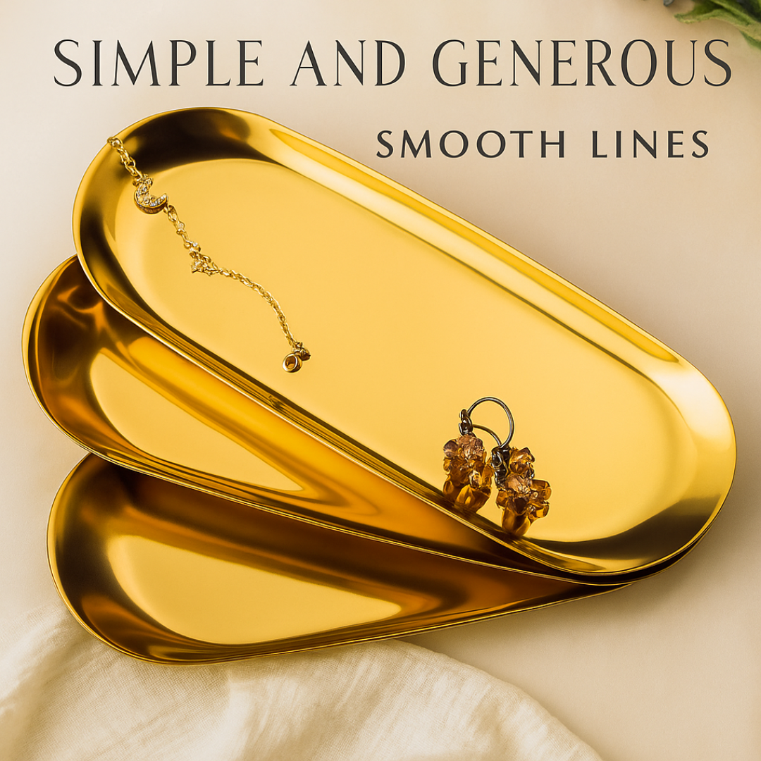 Nampan Oval Stainless Steel Gold