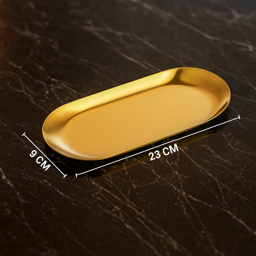 Nampan Oval Stainless Steel Gold