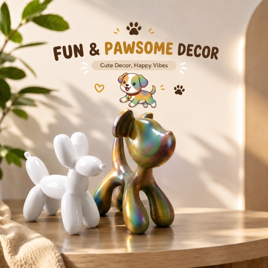 Patung Anjing Balon Resin Glossy Balloon Dog