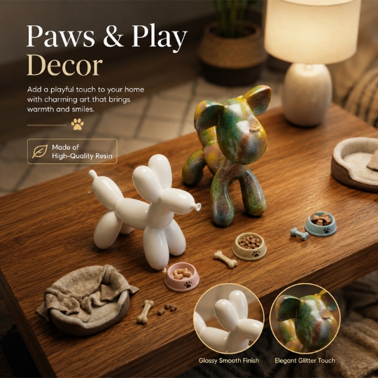 Patung Anjing Balon Resin Glossy Balloon Dog