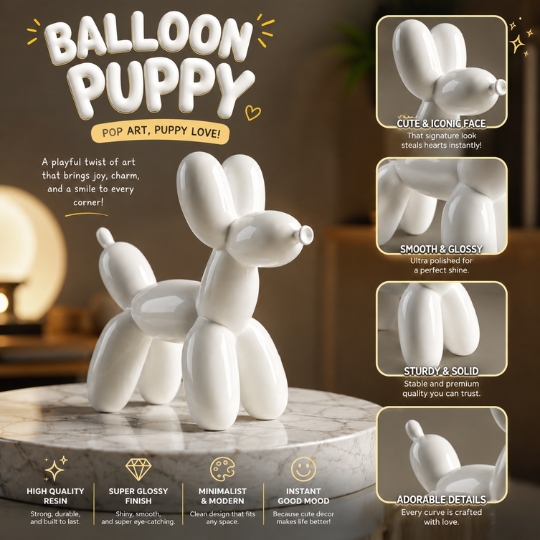 Patung Anjing Balon Resin Glossy Balloon Dog