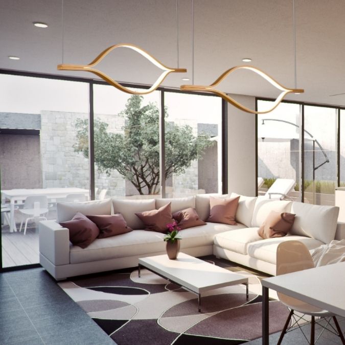 Lampu Gantung LED Geometris Emas Minimalis