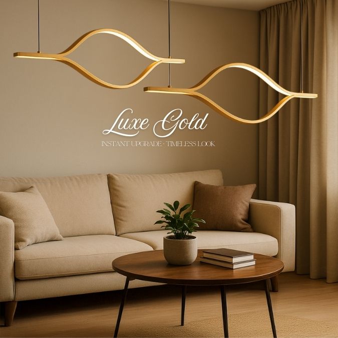 Lampu Gantung LED Geometris Emas Minimalis