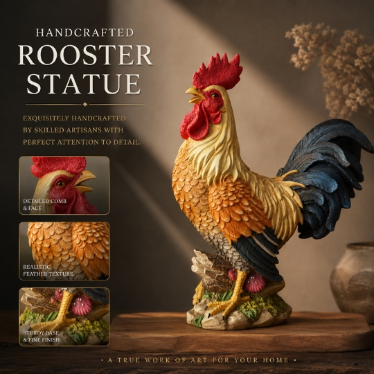 Patung Ayam Jantan 33cm Dekorasi Rumah Feng Shui Pembawa Keberuntungan