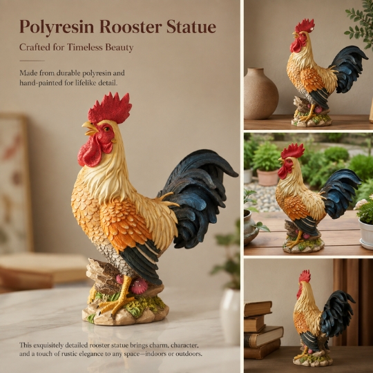 Patung Ayam Jantan 33cm Dekorasi Rumah Feng Shui Pembawa Keberuntungan