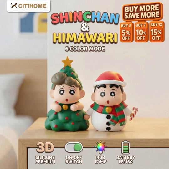 Dekorasi Meja Natal Shinchan dan Himawari Lamp