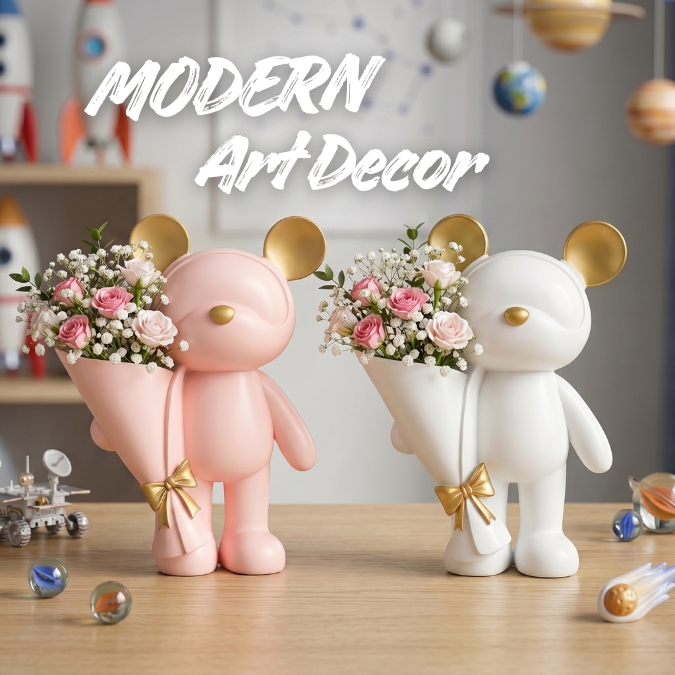 Patung Dekorasi Mickey Space Tray & Vas Elegan