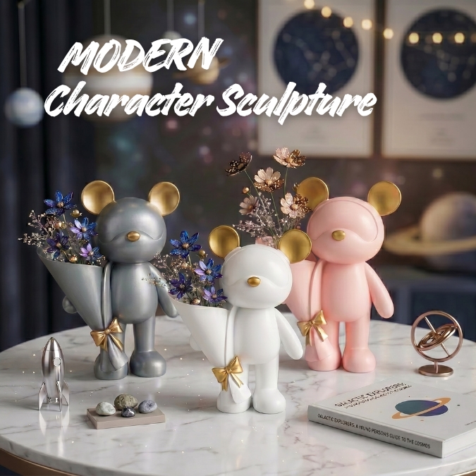 Patung Dekorasi Mickey Space Tray & Vas Elegan