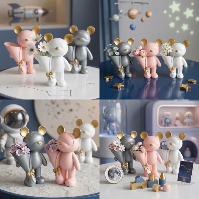 Patung Dekorasi Mickey Space Tray & Vas Elegan