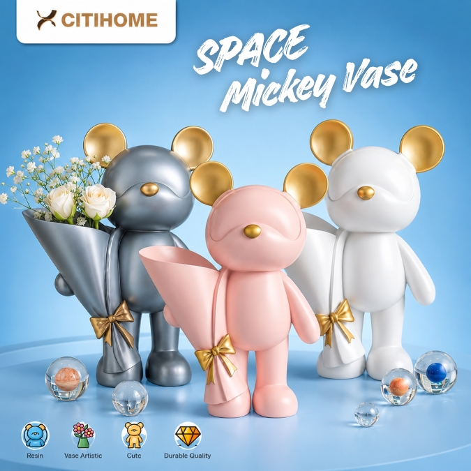 Patung Dekorasi Mickey Space Tray & Vas Elegan