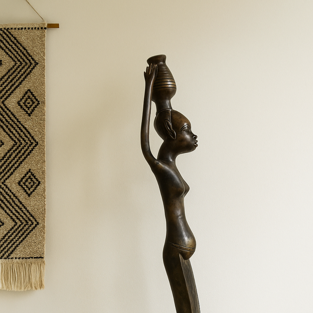 Patung Dekorasi Tembaga Hitam Pasangan Afrika