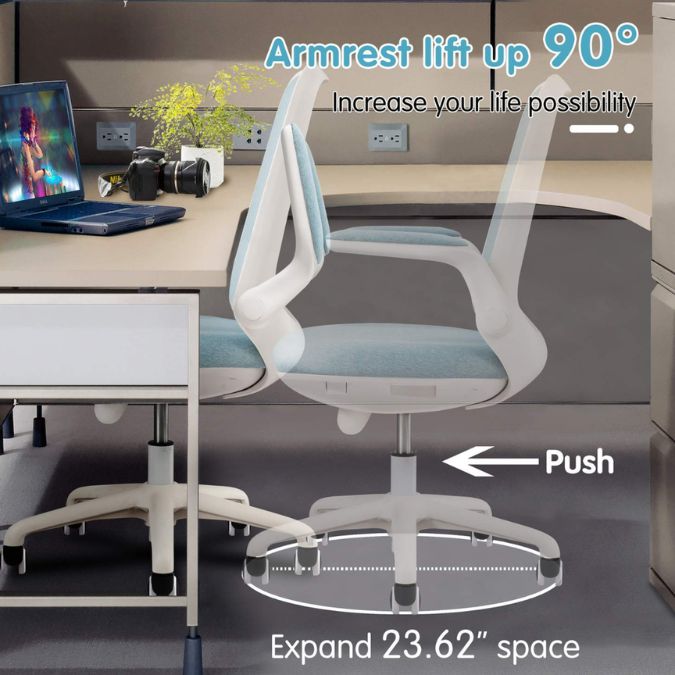Kursi Kantor Ergonomis dengan Armrest Lipat & Lumbar Support