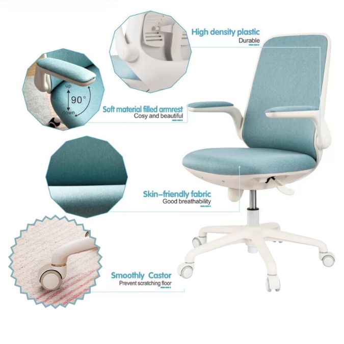 Kursi Kantor Ergonomis dengan Armrest Lipat & Lumbar Support