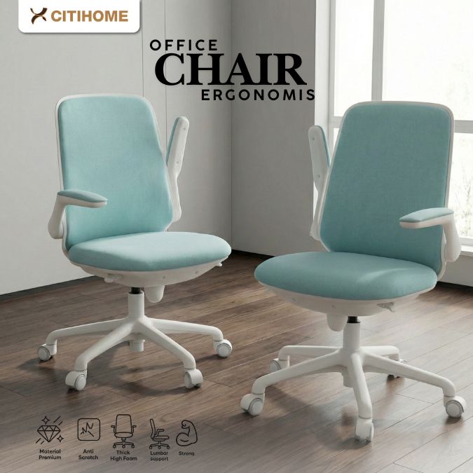 Kursi Kantor Ergonomis dengan Armrest Lipat & Lumbar Support