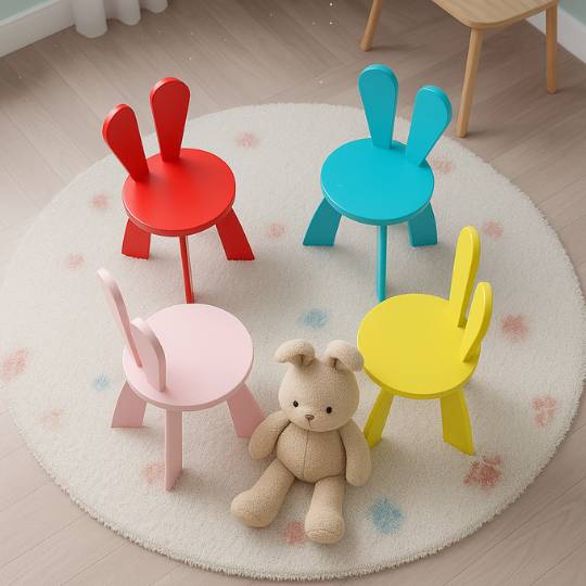 Kursi Anak Kayu Jati Bentuk Kelinci Desain Lucu