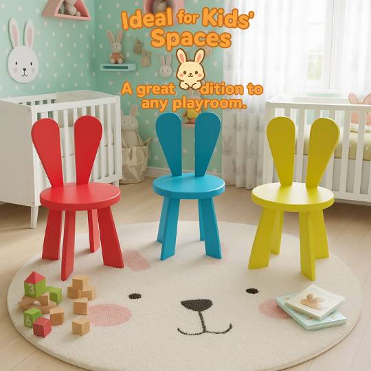 Kursi Anak Kayu Jati Bentuk Kelinci Desain Lucu