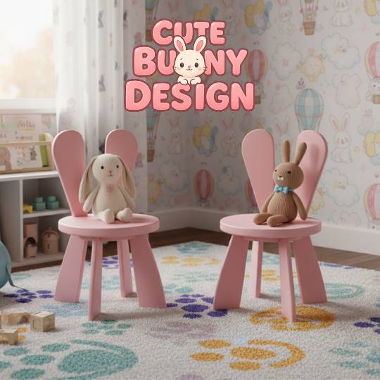 Kursi Anak Kayu Jati Bentuk Kelinci Desain Lucu