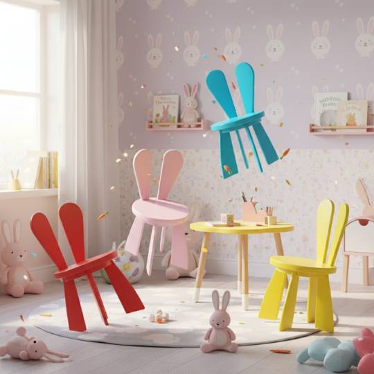 Kursi Anak Kayu Jati Bentuk Kelinci Desain Lucu