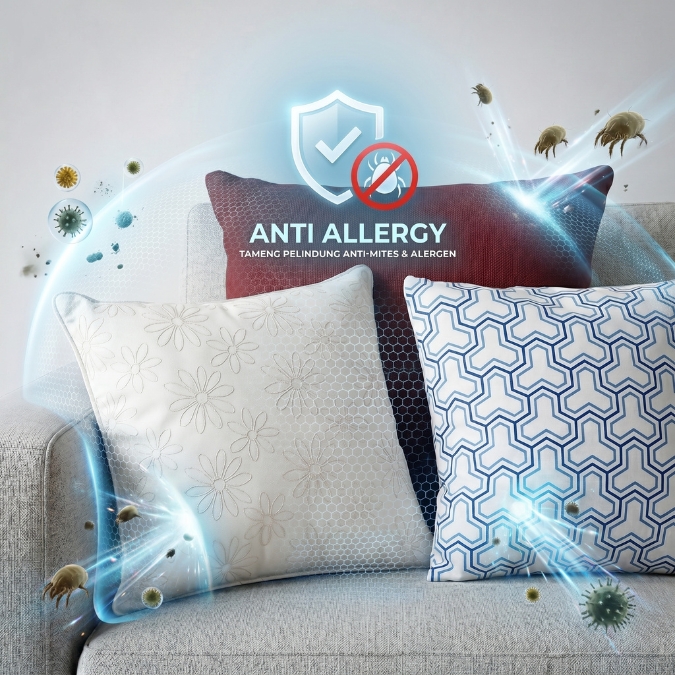 Bantal Sofa Polyester Motif Elegan dengan Resleting