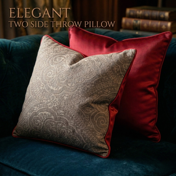 Bantal Sofa Polyester Motif Elegan dengan Resleting