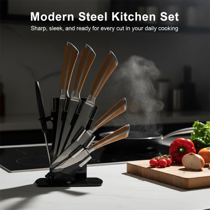 Set Pisau Dapur Stainless Steel 304 Holder Akrilik