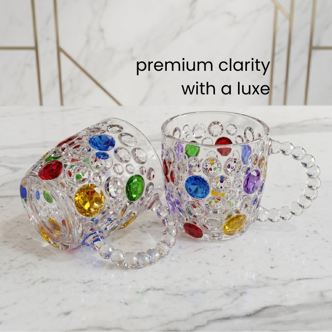 Gelas Kaca Kristal Motif Bubble Warna Warni 340ml