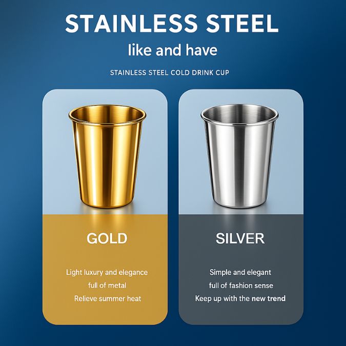 Gelas Stainless Steel 304 Single Layer Premium