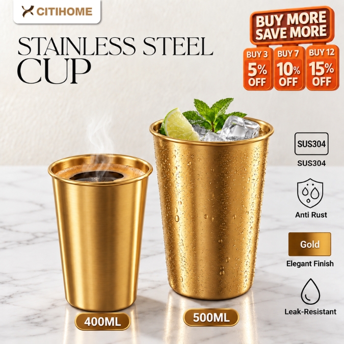 Gelas Stainless Steel 304 Single Layer Premium