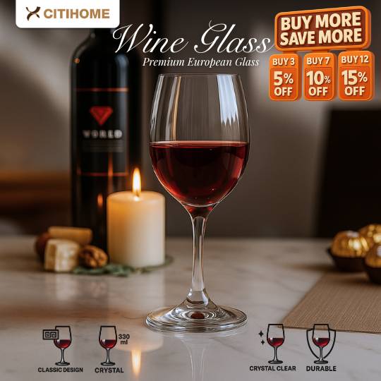 Gelas Wine Transparan Desain Klasik Premium
