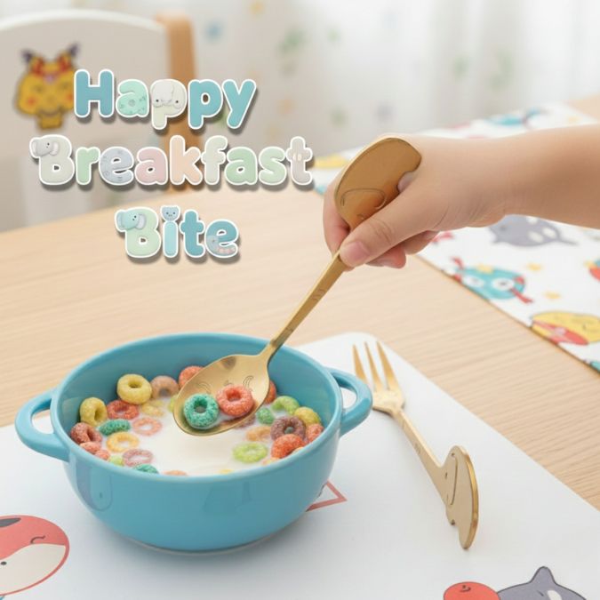 Sendok dan Garpu Dessert Stainless Steel Peralatan Makan Anak
